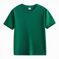 thumbnail image 4 of Ccpelsie Boys T-Shirts Cotton Tee Shirts Kids Loose Short Sleeve Summer Basic T Shirt Tops(Dark Green,10-12 Years), 4 of 8