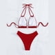 thumbnail image 4 of Conjunto de bikini Gibobby para mujer Traje de baño Cintura media Cuello en V profundo Correas anchas Malla, 4 of 4