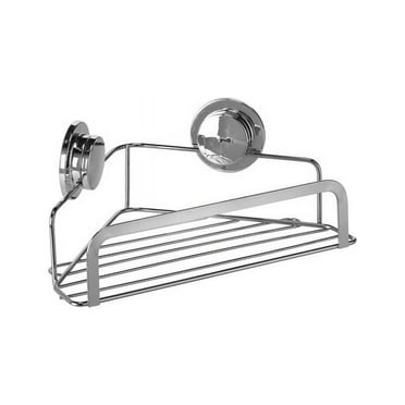 Croydex Stick n Lock Corner Shower Caddy Bathroom Organizer in Chrome, No Drill