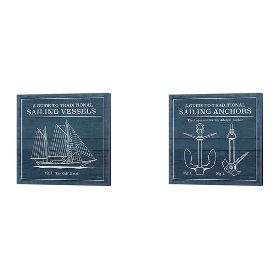 Vintage Sailing Knots A by Mary Urban Canvas Art Set of 2 14 inch X 14 inch Each