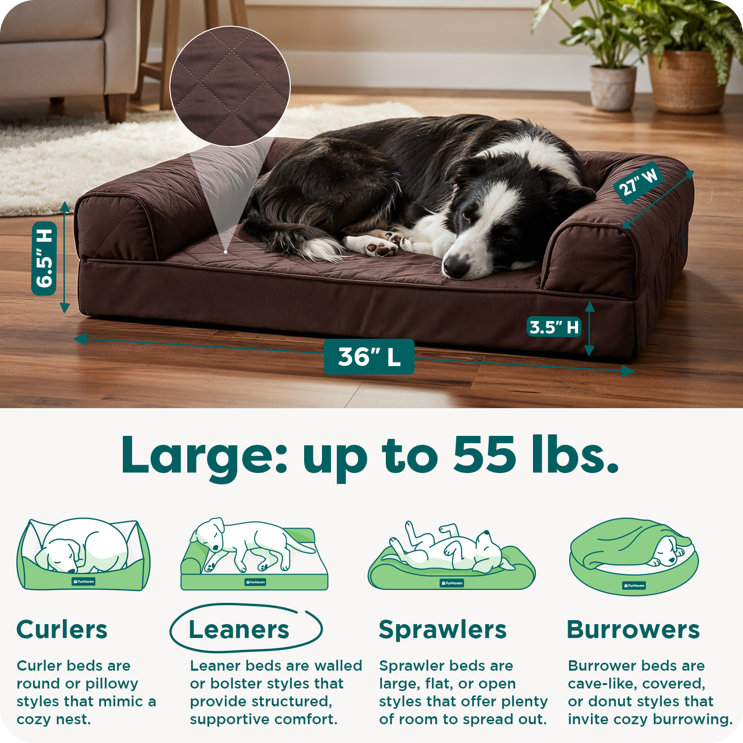 FurHaven Orthopedic Sofa Pet Bed, Large photo 3