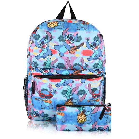 Fast Forward Disney Stitch School Backpack for Toddlers With Pencil Case | 16" Kids Bookbag for Boys, Girls, Unisex | LSCF84AR