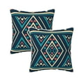 thumbnail image 1 of Velvet Decorative Throw Pillow Covers Set of 2, Soft Square Cushion Cover with Invisible Zipper Retro Blue Tribal Style Geometric Printing, 20"x20", 1 of 7