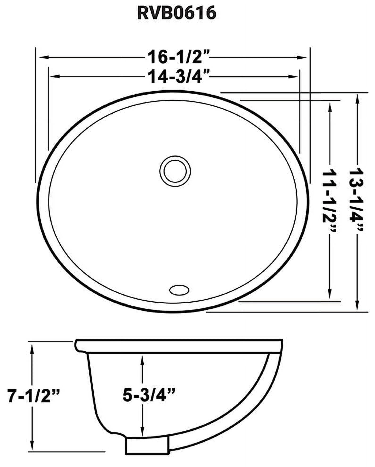 Ruvati USA RVB0616 15 x 12 in. Oval Porcelain Ceramic with Overflow Undermount Bathroom Vanity Sink, White