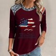 thumbnail image 3 of longantii Summer Shirts for Women 250th Anniversary Usa 3/4 Sleeve Tees Casual Crewneck Flag Graphic Tops Independence Day Cloth Red M, 3 of 4