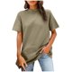 thumbnail image 1 of Tops de Manga Corta de las Mujeres, Moda Color Sólido, Cuello Redondo Línea Trasera Diseño Blusa, 1 of 8
