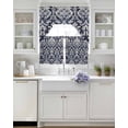 thumbnail image 3 of Vintage Boho Swag Kitchen Curtains Sets for Windows 24 Inch Length, Farmhouse Abstract Floral Aesthetic Art Short Window Curtain Panels Swags Valances and Tiers 3 Piece Set for Cafe/Dining Room, 3 of 5