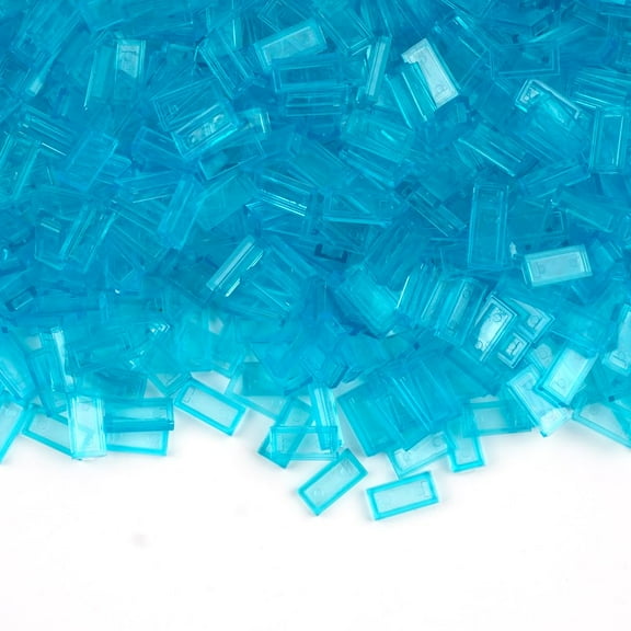 Tiles 1x2 Flat Bricks - 1000pcs Classic Building Blocks Parts and Pieces,Smooth Plate Water  Accessories Bulk Lots Transparent Light Blue