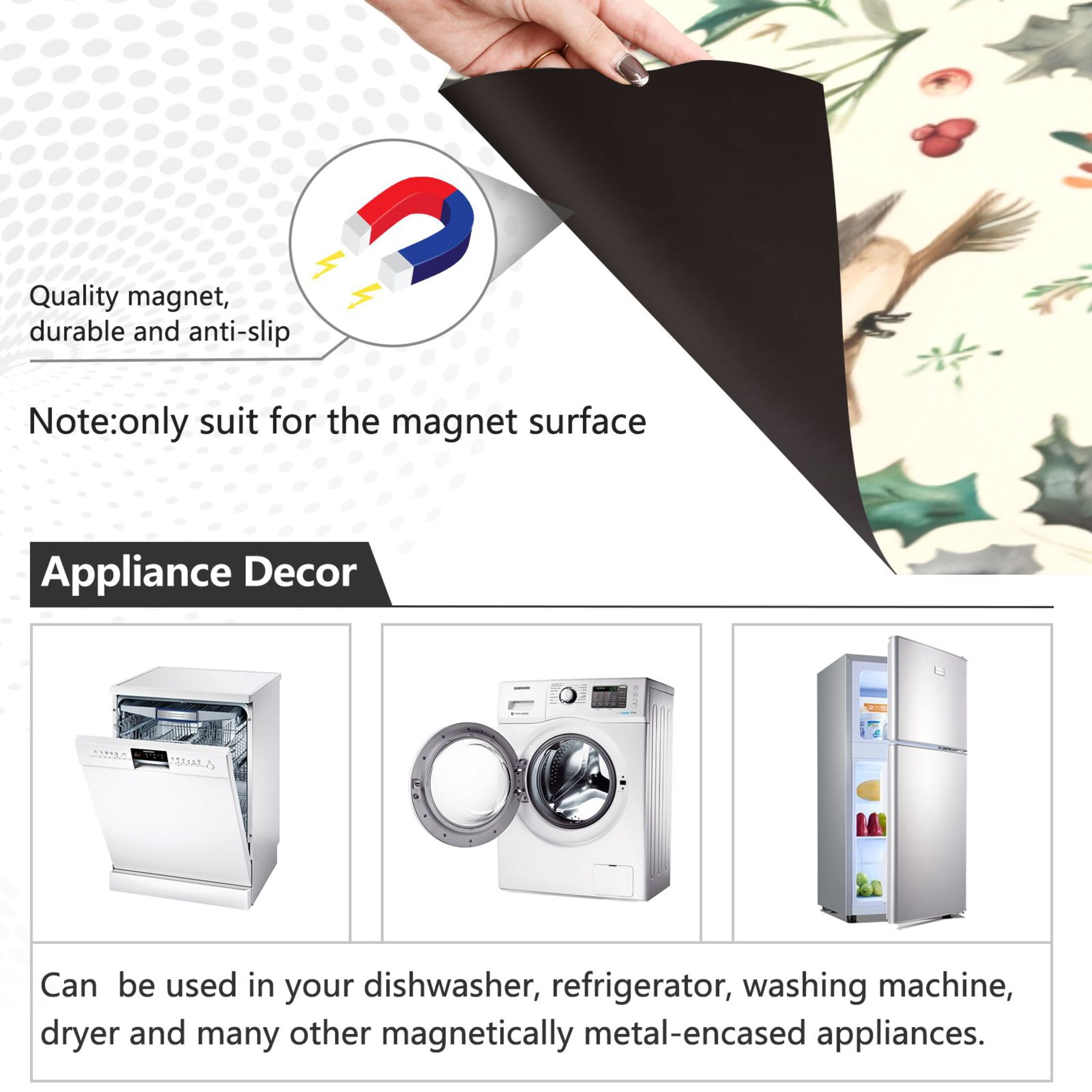 Dishwasher Magnetic Sticker 23x26 Inch Refrigerator Magnetic Sticker Washing Machine Magnetic Sticker Kitchen Panel Magnetic Sticker Home Decor Christmas Bird