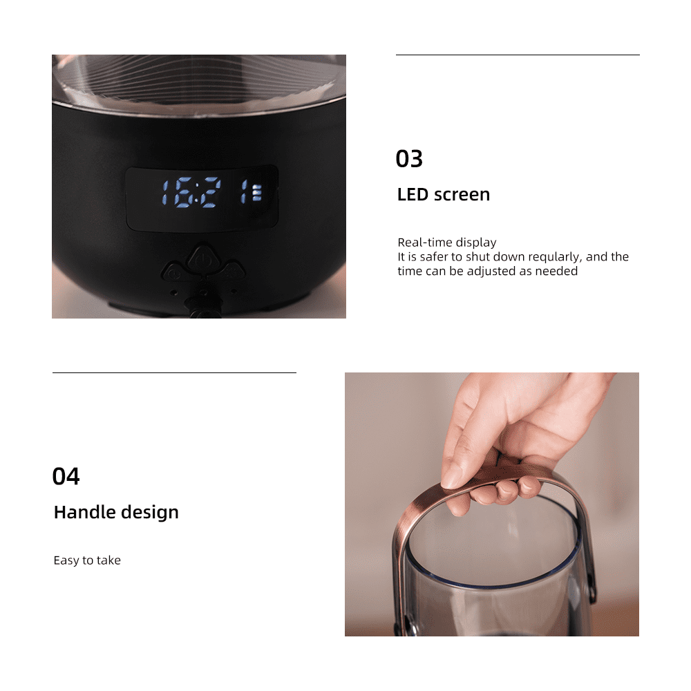 Retro Essential Oil Diffuser with Realistic Flame Effect, 200ML Humidifier, 3 Timers, Ambient Lighting & Waterless Protection