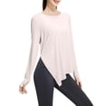 thumbnail image 2 of FNFYFH Long Sleeve Workout Tops for Women with Thumb Holes Side Split Loose Fit Gym Yoga Shirt Ice Silk Sun Protection Shirts, 2 of 8
