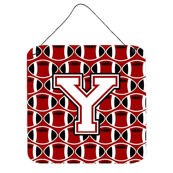 Letter Y Football Cardinal and White Wall or Door Hanging Prints