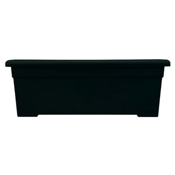 HC Companies Romana 28" Rectangular Black Plastic Deck Planter