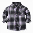 thumbnail image 2 of CAUYDY Kids Toddler Flannel Shirt Jacket Plaid Long Sleeve Lapel Button Down Shacket Baby Boy First Birthday Shirt Long Sleeve(L101-Purple,3-4 Y), 2 of 7