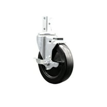 5 Inch Soft Rubber Wheel Swivel 7/8 Inch Square Stem Caster with Brake SCC