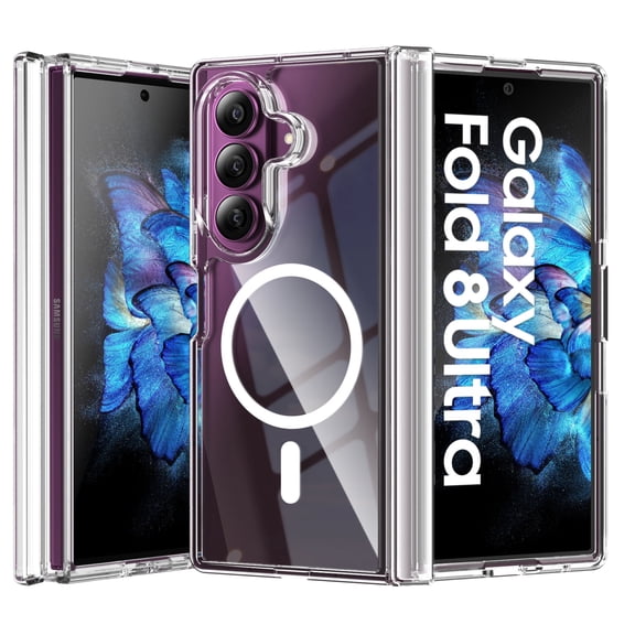 for Samsung Galaxy Z Fold 8 Ultra, Magnetic MagSafe‑Compatible TPU PC Shockproof Full‑Body Protective Cover, Anti‑Fingerprint Slim Case Support Wireless Charging-Clear