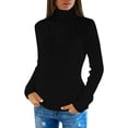 thumbnail image 1 of Suéter de cuello alto de moda para mujer, suéter ajustado de otoño e invierno, suéter de cuello alto de punto cable de manga larga para mujer, 1 of 6
