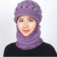 thumbnail image 2 of Womens Winter Warm Elastic Soft Ear Protection Knitted Scarf Mask hat Fleece Lined Beanie Hat one-Piece hat, 2 of 4