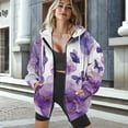 thumbnail image 3 of COEQINE Women's Fashion Hoodie Oversized Sweatshirts Christmas Tree Snowman Black Print Full Zipper Y2K Jacket Lights Pattern Long Sleeve Casual Wear Fall Tops with Pockets, XL, 3 of 7