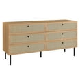 thumbnail image 2 of Modway Chaucer 6-Drawer Dresser, Oak, Full-Size, 62"W x 19"D x 31.5"H, 2 of 8