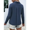 thumbnail image 4 of Women'S Button Down T Shirts 3/4 Sleeve V Neck Tops Casual Summer Ladies Tees Blue XXL, 4 of 7