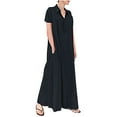thumbnail image 1 of Maxi Robes pour Femmes Col à Revers Bouton Manches Courtes Robes d'Été Imprimées Décontractées Longues avec Poches, 1 of 6