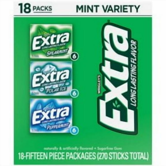 Extra Mint Variety Pack, Sugar Free Chewing Gum, 15 pc
