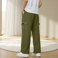 thumbnail image 7 of ZXLBBD Boys' Straight Leg Dress Pants Elastic Waist Solid Color Cargo Trousers Soft Blend for Kids School Uniform Fashion Casual Outdoor,Green,Size 7 Y-8 Y, 7 of 7