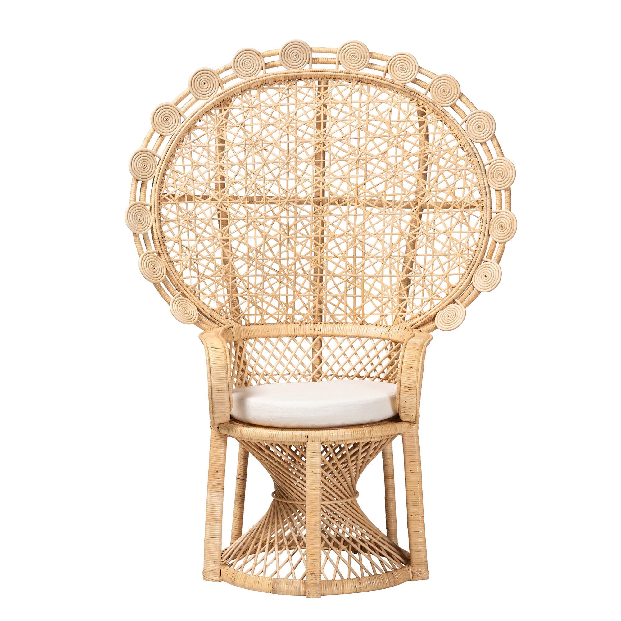 bali & pari Hecate Rattan BOHO Peacock Chair, Natural Brown