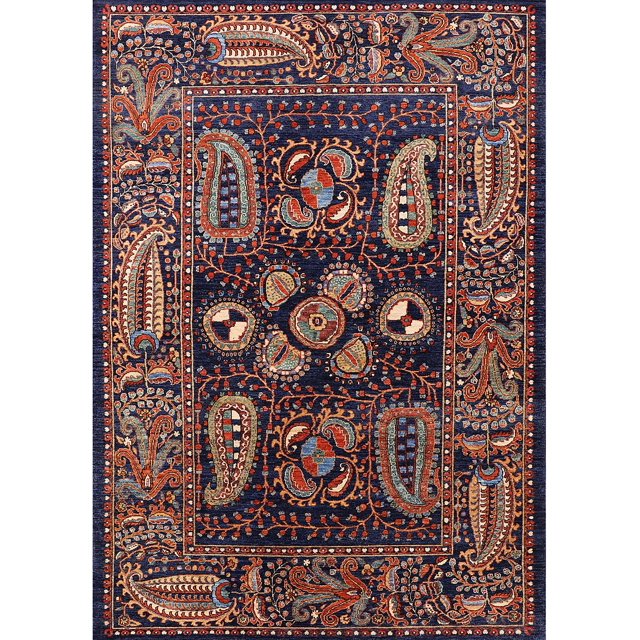 Ahgly Company Tapis d'Intérieur Rectangle Mid-Century Moderne Rose Pourpre Zone Orientale, 5' x 7'