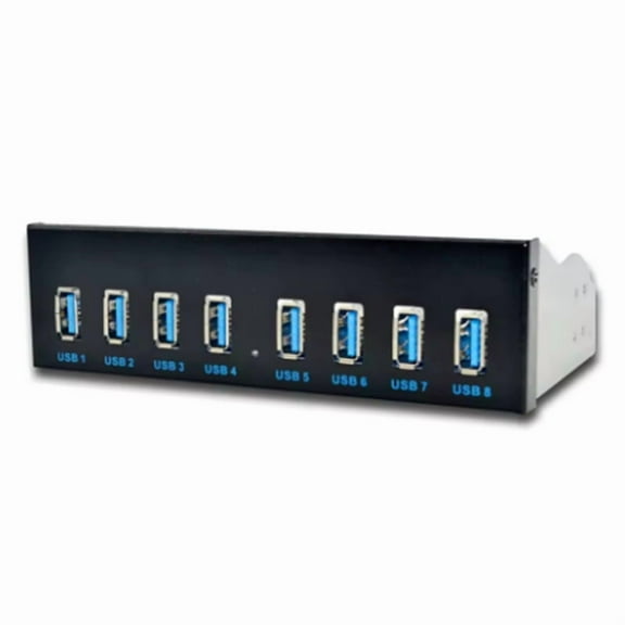 8 Port USB Hub USB3 5.25 USB 3.0 Front Panel Splitters USB 3.0 Hub for PC USB-HUB Multiple USB3.0 HUB Splitter Hubs,1 x 8 Port USB Hub,Black