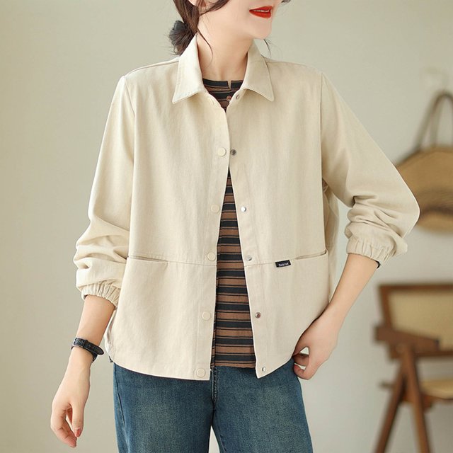 Chaquetas y abrigos casuales sin capucha de manga larga para mujer Chaqueta informal holgada de manga larga de color sólido Chaqueta casual con capucha de manga larga para mujer Top de poliéster para
