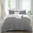 thumbnail image 2 of Vintage Dark Gray Bedding 3 Piece Duvet Cover Set Queen Size, Farmhouse Retro Solid Color Linen Texture Soft Microfiber Comforter Cover with Zipper Closure & Pillowcases, FadeResistant Quilt Cover, 2 of 9