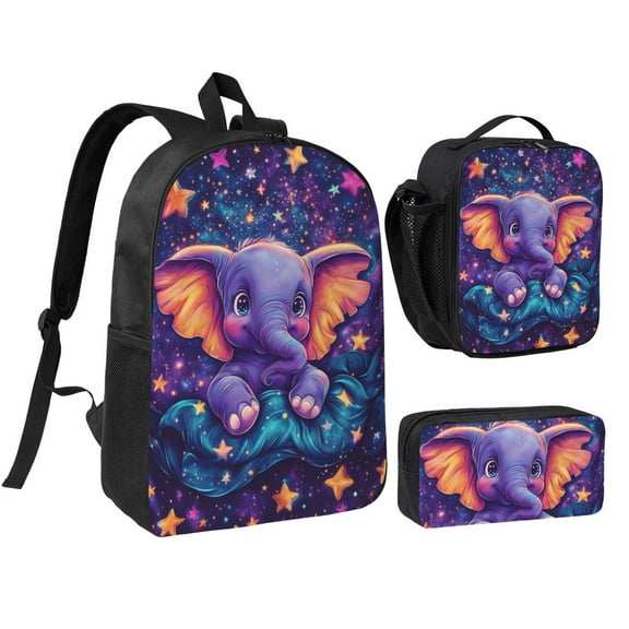 Elephant Backpack 17 Inch Set with Lunch Bag and CaseDurableTravel Bag Combo for Work Commuting Daily Use