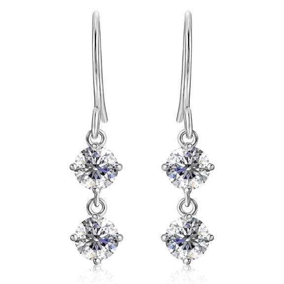 Moissanite by Cate & Chloe Talia 925 Sterling Silver Dangle Earrings 2.0TCW for Women, Gift for Her