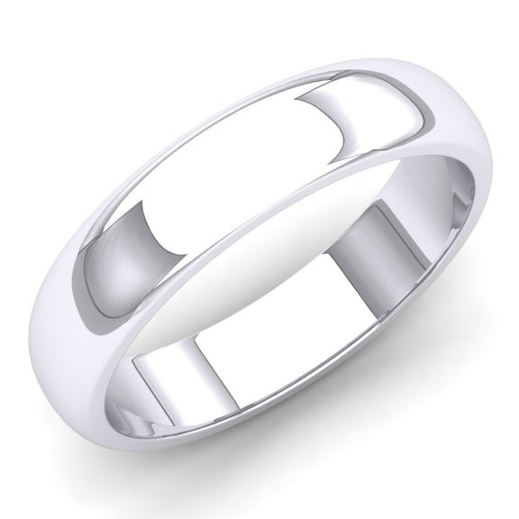 Dazzlingrock Collection 14K Men's Ring 5 MM Fancy Shiny Polished Comfort Fit Low Dome Wedding Band, White Gold, Size 11