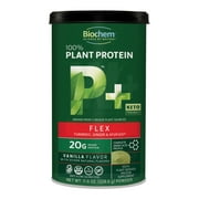 Biochem 100% Plant Protein Plus FLEX Vanilla 20g, 11.6oz, Certified Vegan, Certified Gluten Free, Non GMO, Keto Friendly