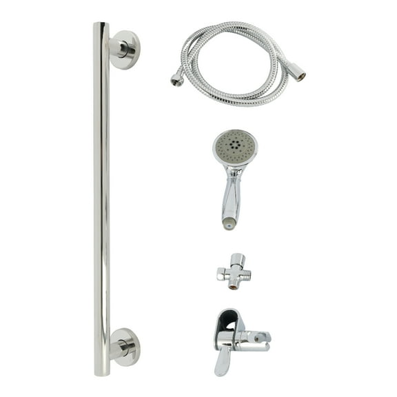 Kingston Brass KAK2521D Made to Match Shower System with Slide/Grab Bar and Hand Shower, Chrome