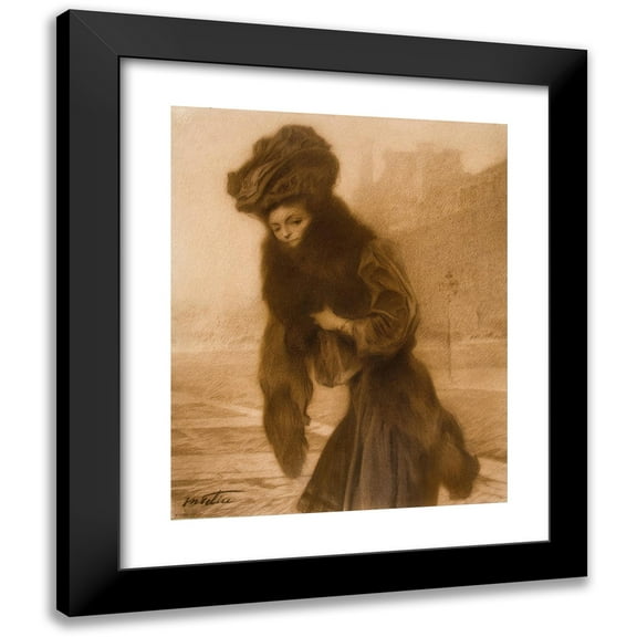 Manuel Feliu de Lemus 12x14 Black Modern Framed Museum Art Print Titled - Study for a Female Portrait (1907)