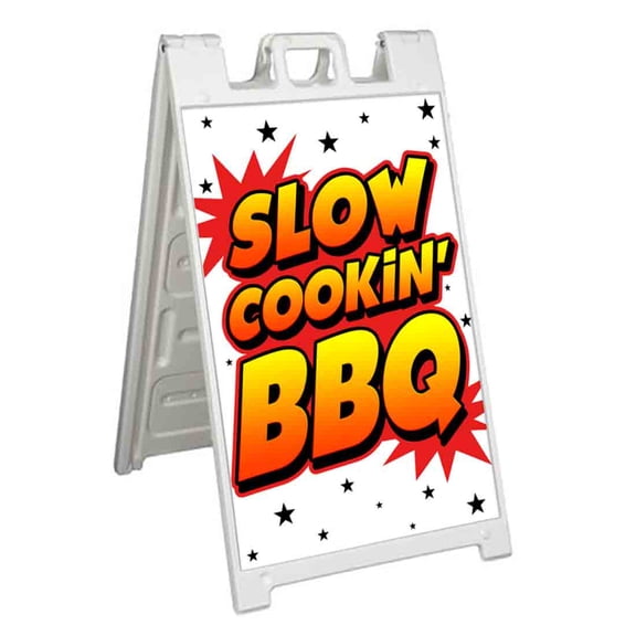 Slow Cookin' BBQ (24" X 36") Standard A-Frame Signicade, Includes Decal Applied To Stand