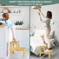 thumbnail image 3 of Bambloom Bamboo Two Step Stool for Adults and Kids, Bed Stepstool with Anti-Slip Bottom, Heavy Duty for Kitchen, Bathroom, Bedside Step Stool, Wooden Step Stairs 300 lbs Capacity,Bamboo, 3 of 7