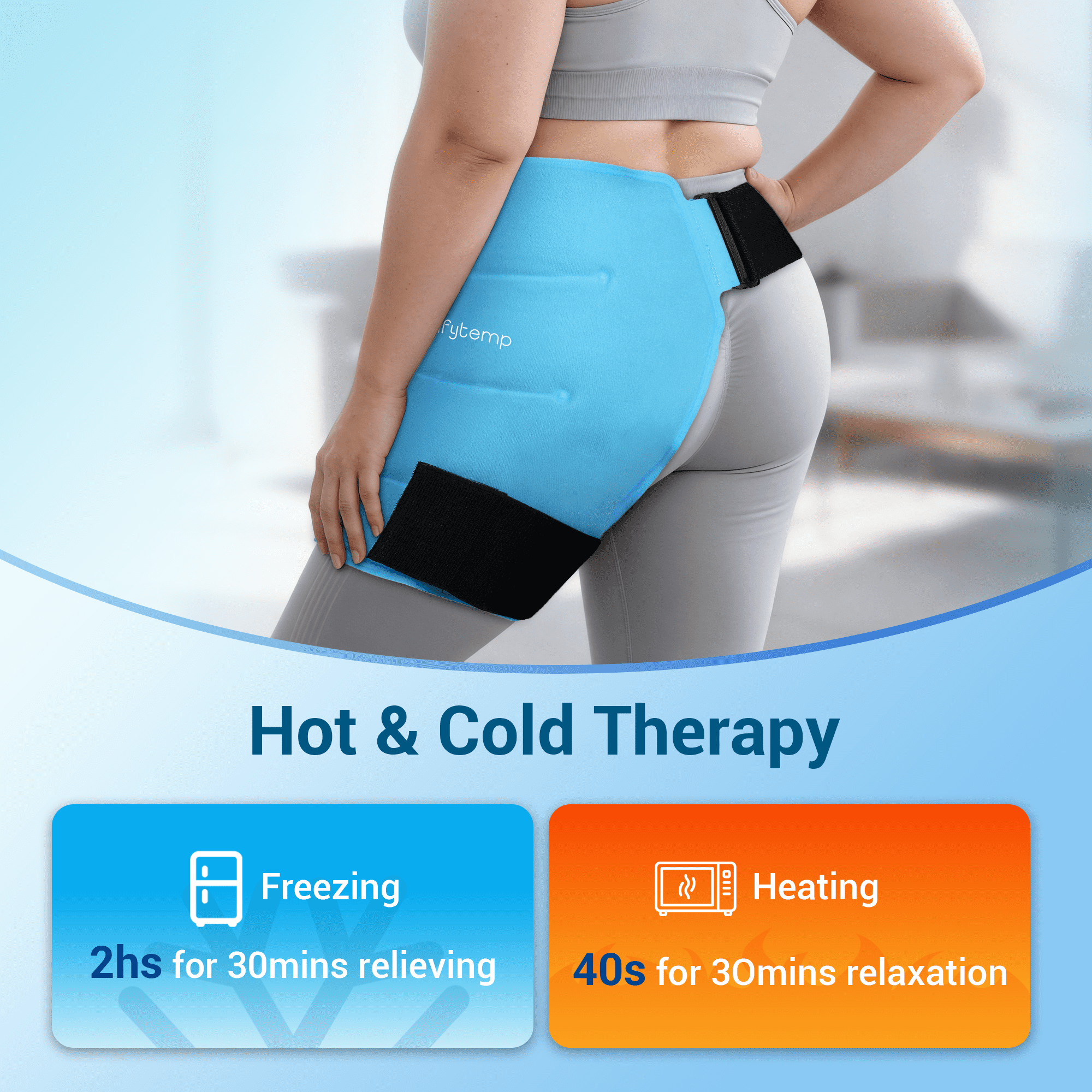 Comfytemp large Hip Ice Pack Wrap for Hip Surgery, Sciatica, Fracture, Pain Relief (L)