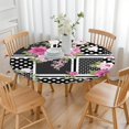 thumbnail image 3 of Pioneer Flower Floral Print Pattern Round Fitted Tablecloth with Elastic Edge,Dining Table Cover Waterproof,Outdoor Round Tablecloth for Camping,Dining,Indoor and Outdoor, 3 of 7