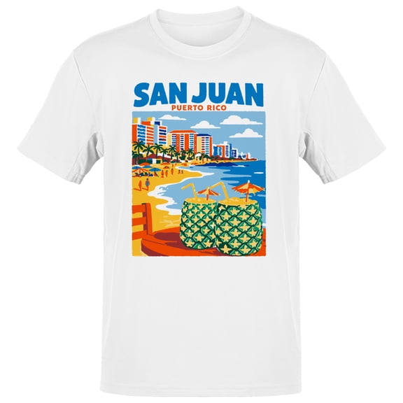 Smartprints San Juan Puerto Rico Beach Art Men's T-Shirt White, Cotton, S