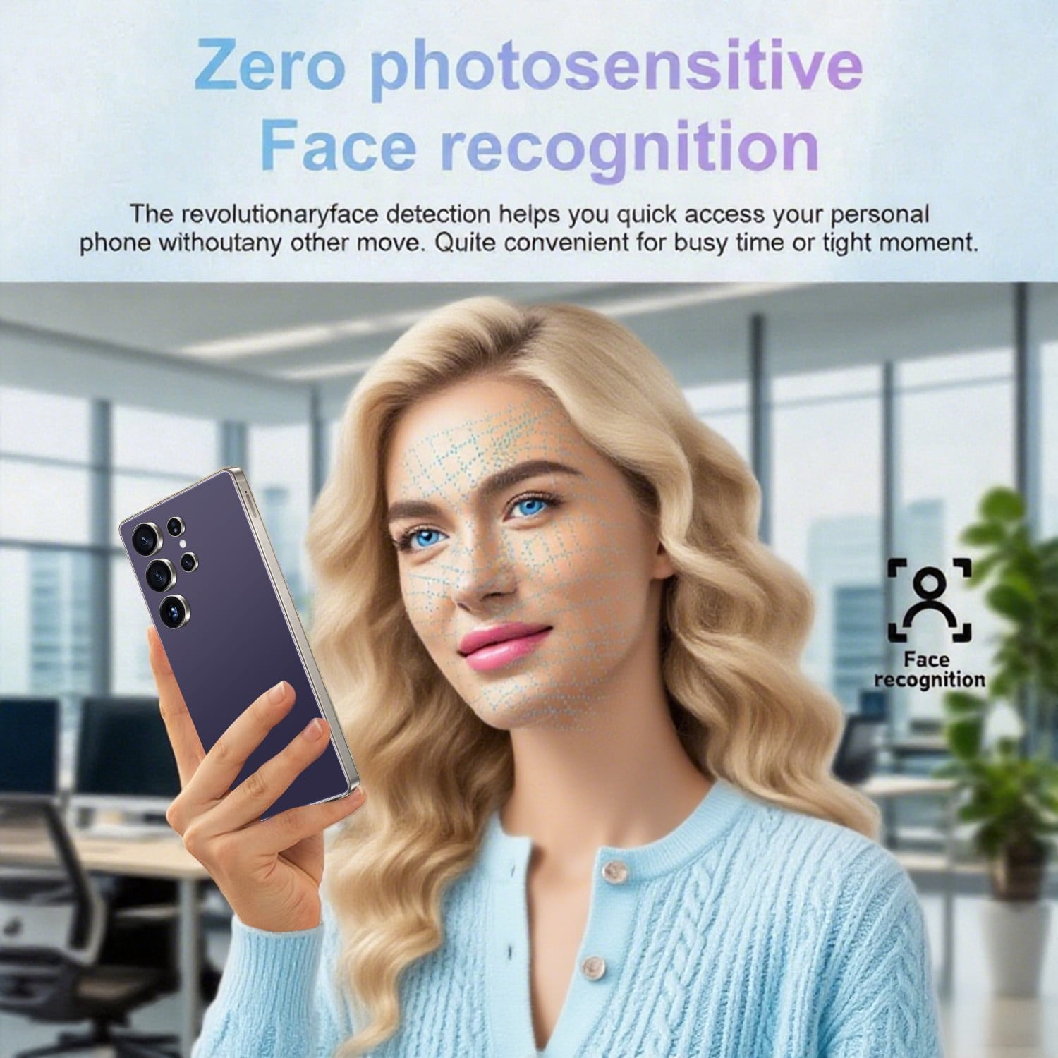 U25 Ultra 4G Unlocked Smartphone, 8GB+256GB Fully Cell Phone for Android 14, 6.8" Unlocked Cell Phone, 4500mAh, 13MP+48MP Dual Camera/Dual SIM(Purple)