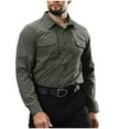thumbnail image 5 of SwiftWear Men's Nylon Work Shirt Button Up Shirt Long Sleeve Cargo Shirts Tactical Hiking Camping Shirts with Pockets Green L, 5 of 6