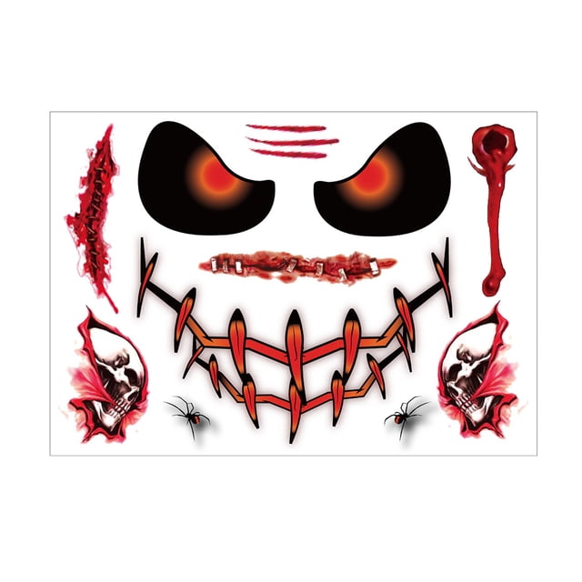 Decoración de Halloween Decoraciones de Halloween Pegatinas de piel de Halloween Pegatinas de piel de heridas Simulación de piel Piel de cicatriz Piel Cuchillo Simulación Etiq(Buy 2 Get 1 Free
