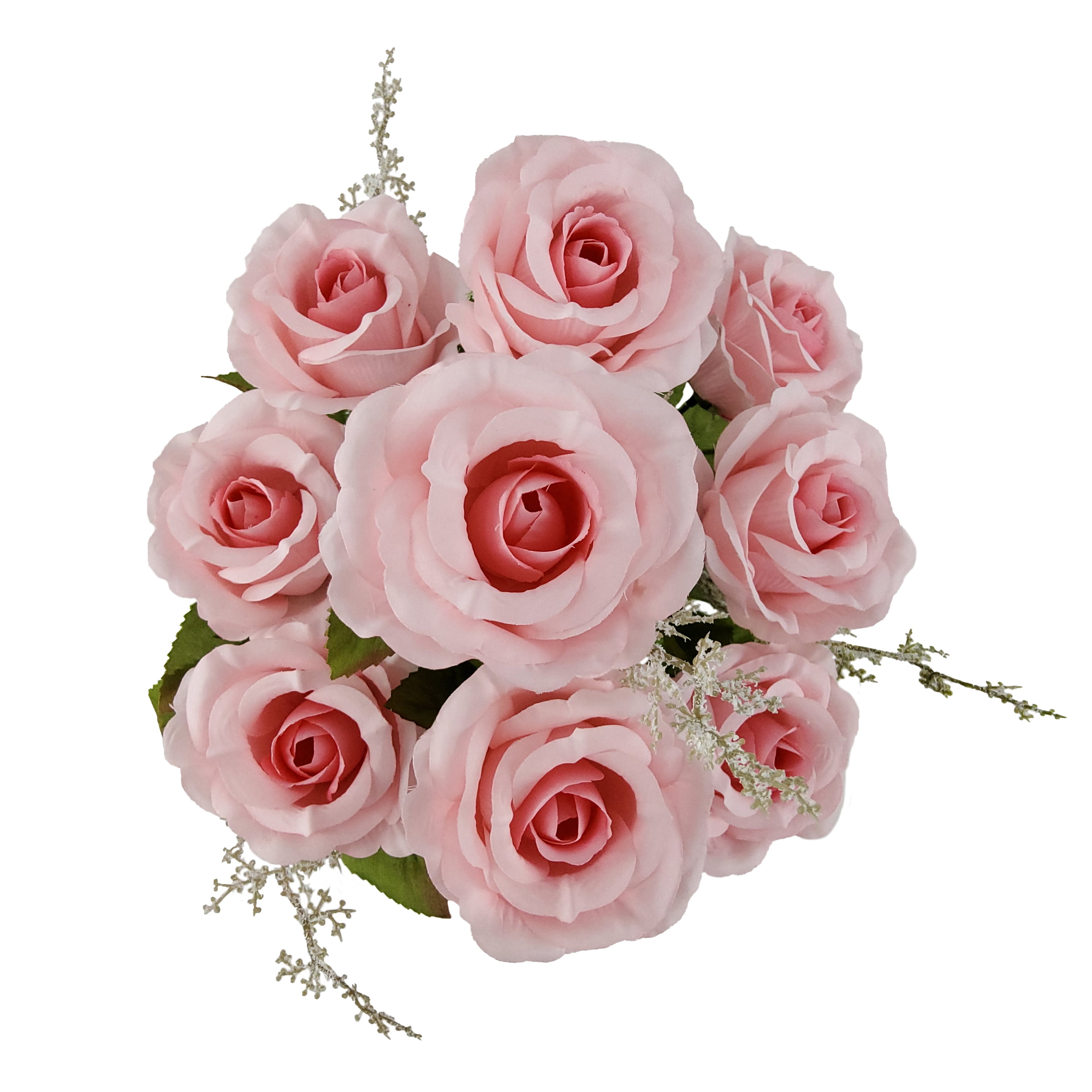 Mainstays Indoor Artificial Flower Rose Bush, Pink Color, Assembled Height 17.5"