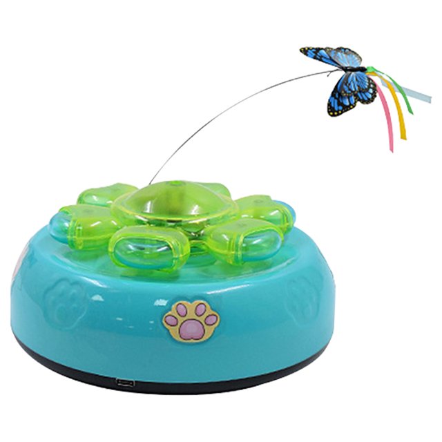 Automatic Cat Toys With Fluttering Butterfly, Light, Music Moving Interactive Kitten Toy, USB Powered Indoor Exercise, Training Cat Turntable For Pets