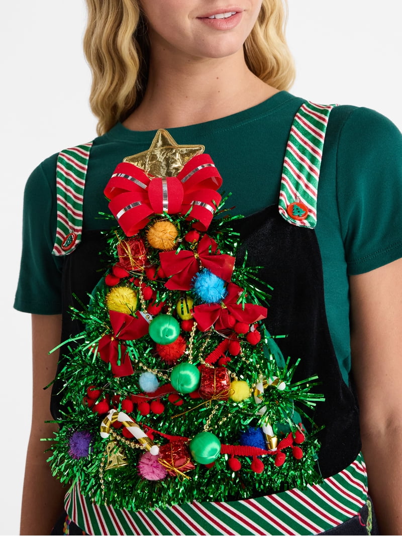 Combinaison Camisole Sans Manches Christmas Tree - Jumpsuit Large Imprimé Sapin De Noël Pour Femme